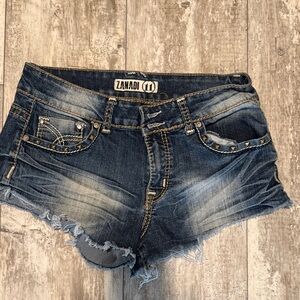 Zanadi Blue Denim Frayed Shorts juniors